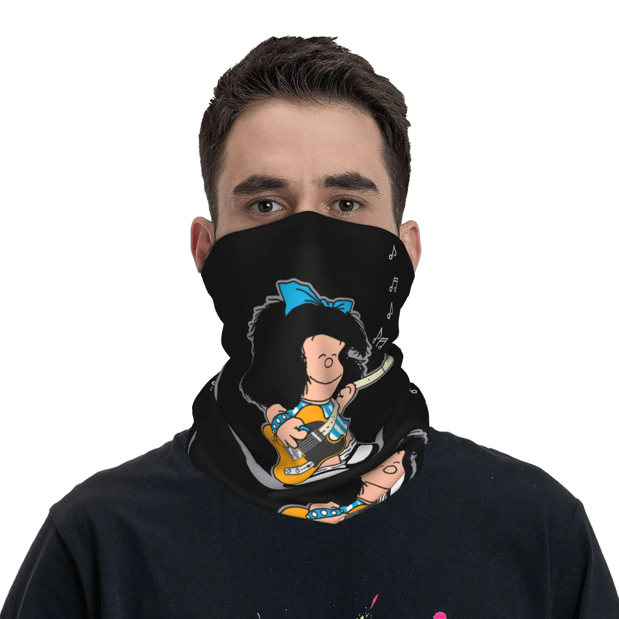 Mafalda Quino Comics Neck Gaiter Women Men UV Protection Winter Classic Cartoon Manga Bandana Scarf for Ski