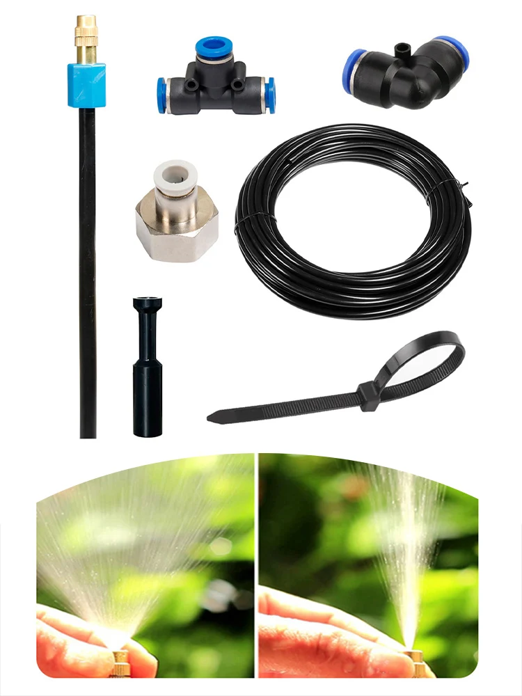

1Set Free Bending Yellow Copper Mist Nozzle Straight Push Lock Joint Garden Watering Humidification Sprayer
