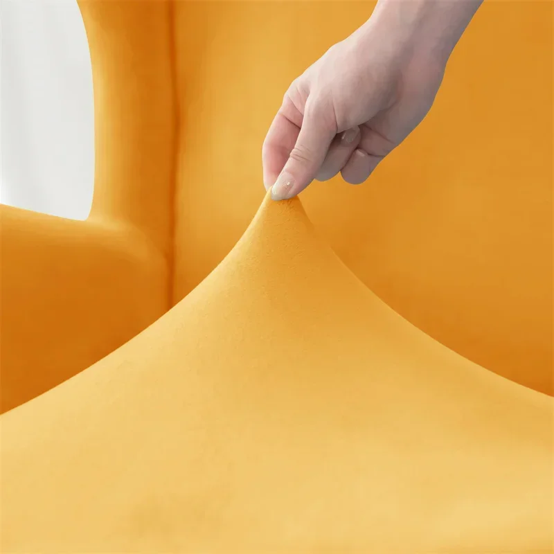 Soft Velvet Wing Chair Cover Stretch Elastic Wingback Sofa Covers Soild Color Armchair Slipcovers with Seat Cushion Slipcover 3