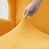 Soft Velvet Wing Chair Cover Stretch Elastic Wingback Sofa Covers Soild Color Armchair Slipcovers with Seat Cushion Slipcover 3