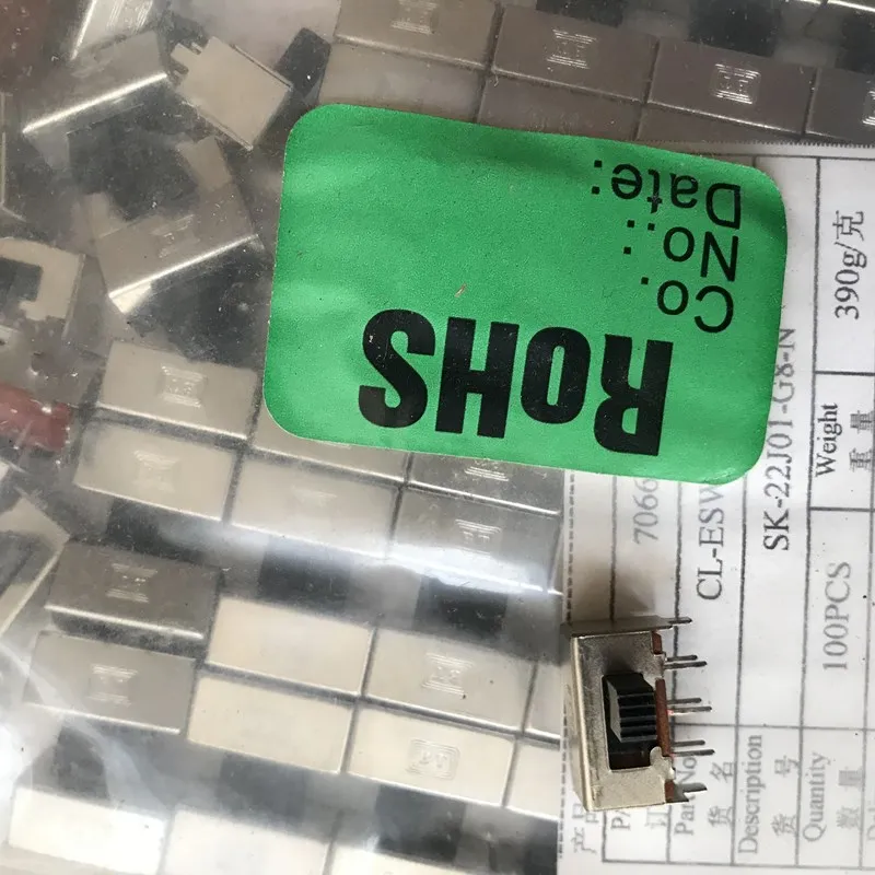 

10PCS/LOT SK22J01 handle len gth 5mm toggle switch SK-22J01-G8-N 6 feet 2P2T horizontal double slide switch