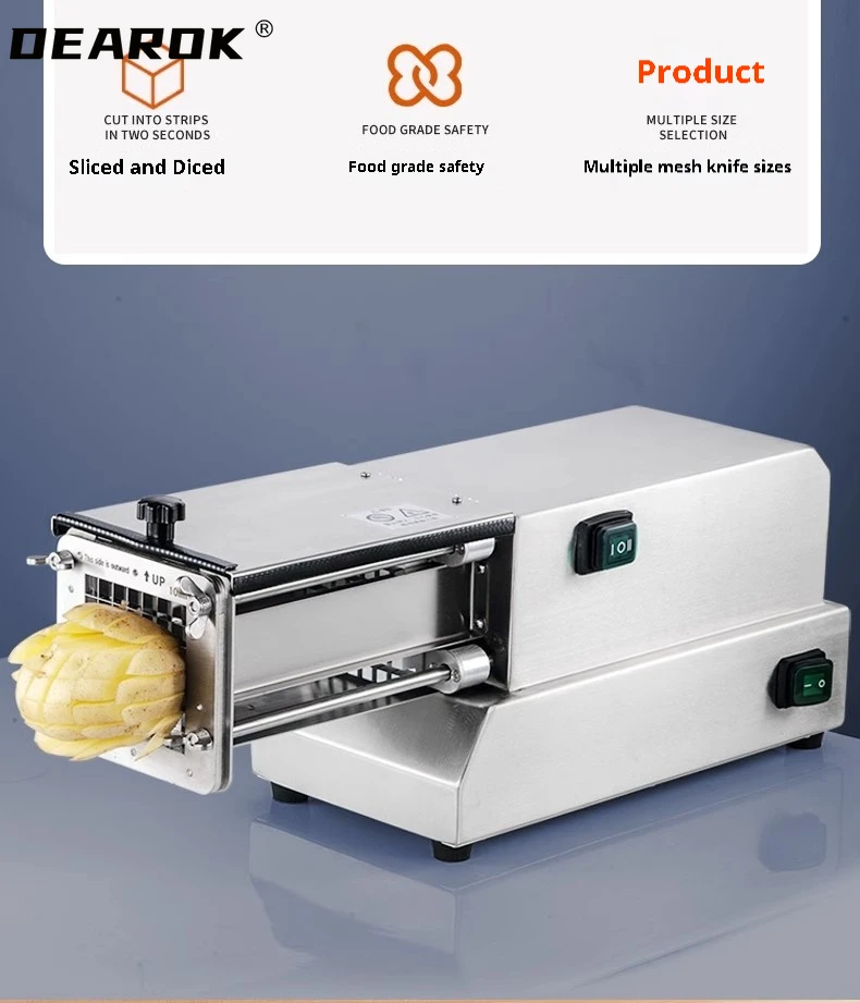 Description Picture 6 of itemHousehold Vegetable Cutter Carrot Potato Shredder Electric Chip Slicer Stainless Steel Cucumber Diced Machine 550X250X250mm