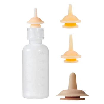 Kit per biberon per allattamento per animali domestici per neonati, biberon da 55 ml con capezzoli in silicone di ricambio per gattini, cuccioli, conigli