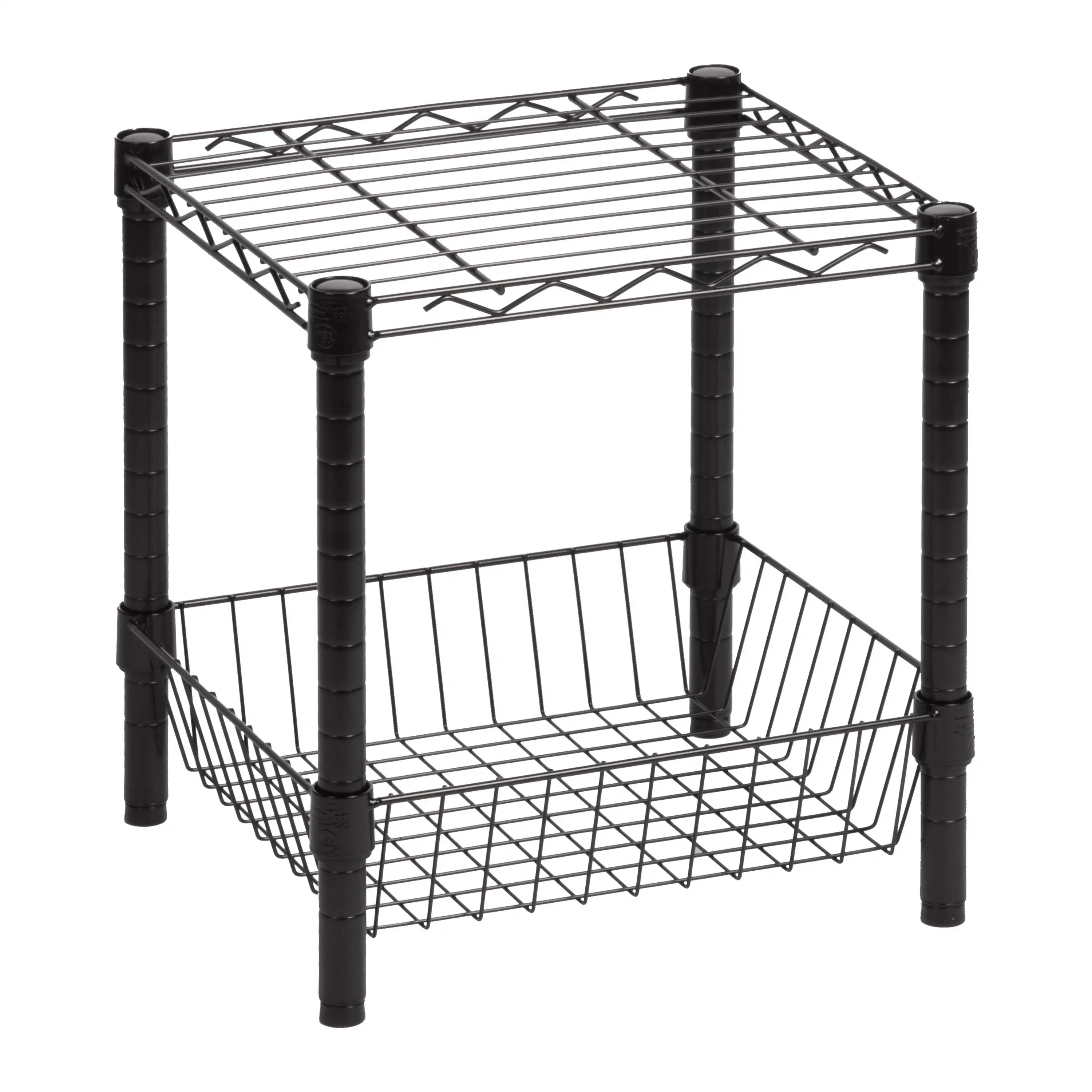

Honey-Can-Do 2-Shelf Steel Adjustable Storage Shelves, Black, Holds up to 200 lb per Shelf
