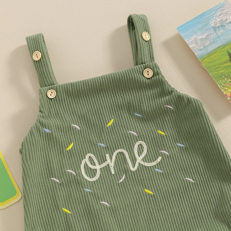 Baby Boy 1st Birthday Outfit One Suspender Romper Bodysuit Corduroy Overalls 1 Year Old Clothes 6