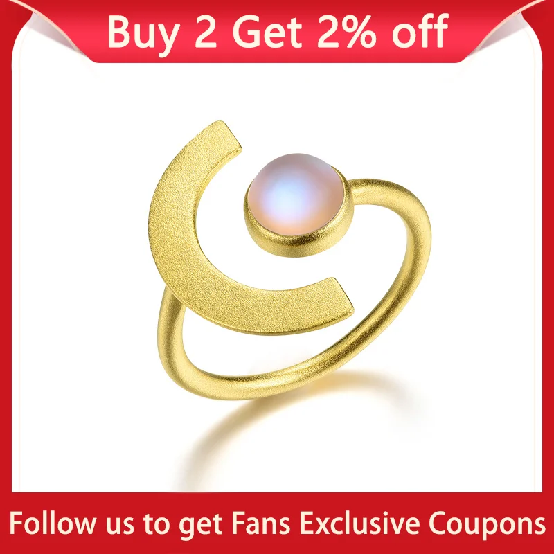 Silver rings,silver ring,gold rings,golden ring,gemstone ring 18K Gold Minimalism Moonlight Adjustable Moonstone Rings with Stone for Women Real 925 Sterling Silver Fine Jewelry