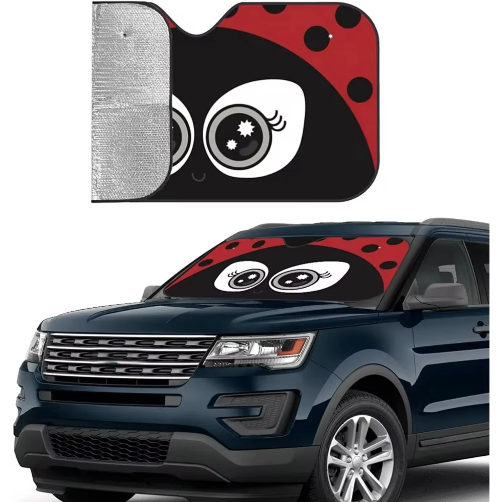 Cute Ladybug Windshield Sun Shade Front Protector Folding Car Sun Visor Blocks Uv Rays Keeps Your Vehicle Cool