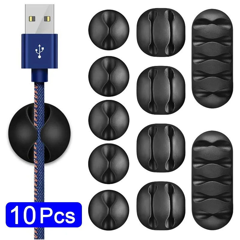 Clip Portacavi Adesive In Silicone | Confezione Da 3 | Organizza Cavi USB, Mouse, PC | Bianco