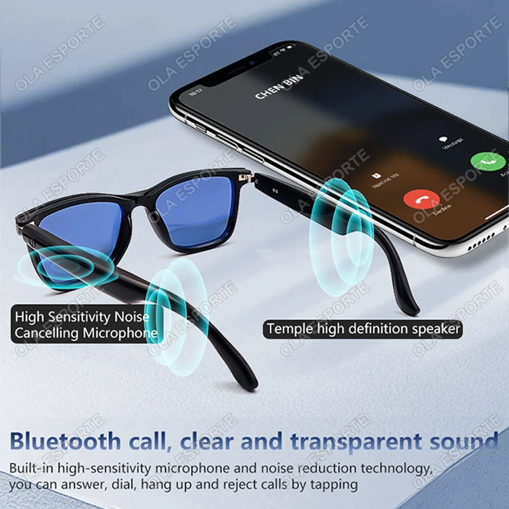 Hot Gs05 Smart Glasses For Men 2 In 1 Uv Protection Portable Polarized Anti Blue Light Black Frame White Lenses Music Sunglasses, Alina Gadgets