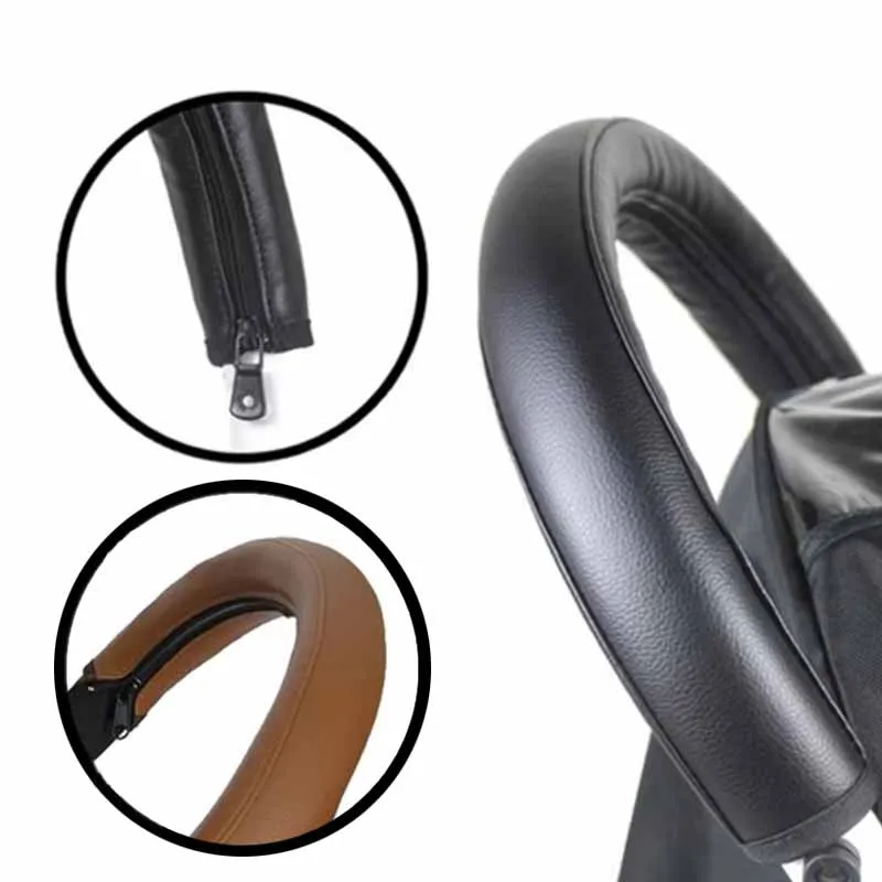 1pcs/2pcs Pram Armrest Handle Covers PU Leather Zipper Universal Protective Case Baby Stroller Accessories Armrests Cover