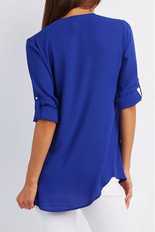 Women Shirts Summer Autumn Casual V-neck Chiffon Blouse Women Top Camisa Feminina Long Sleeve Black White Ladies Blouses Shirt