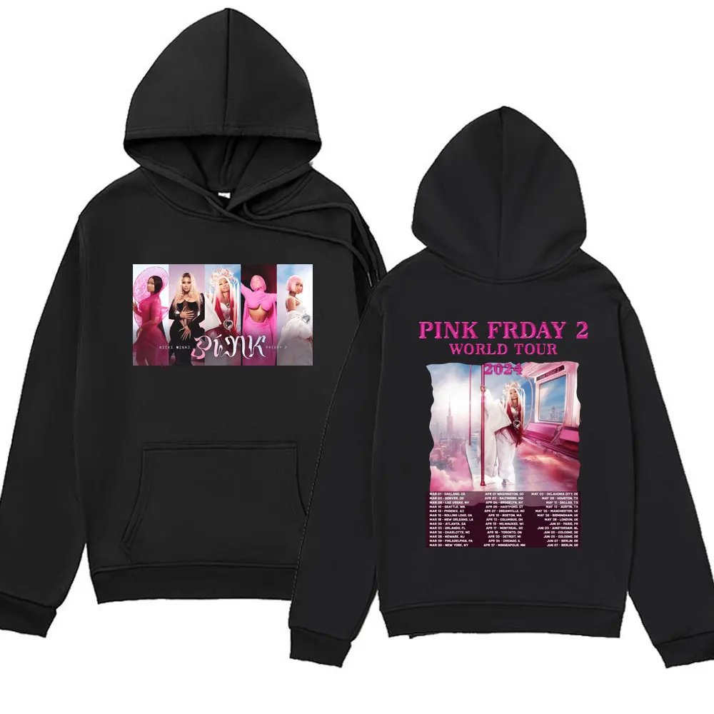 

Rapper Nicki Minaj Pink Friday 2 World Tour Hoodie Men Women Fashion Hip Hop Sweatshirt Vintage Pullover Male Clothes Oversized