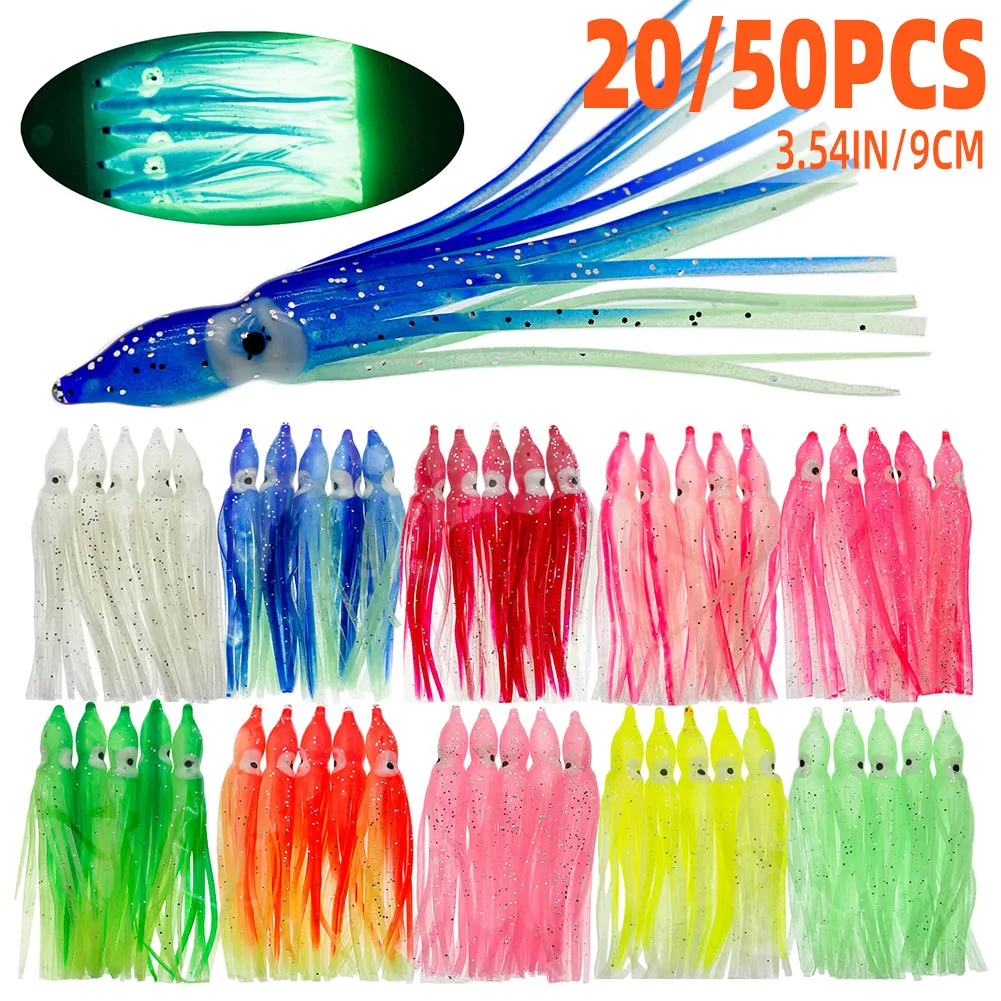 20/50Pcs Fishing Lures Big Squid Skirts Octopus Lures Soft Plastic