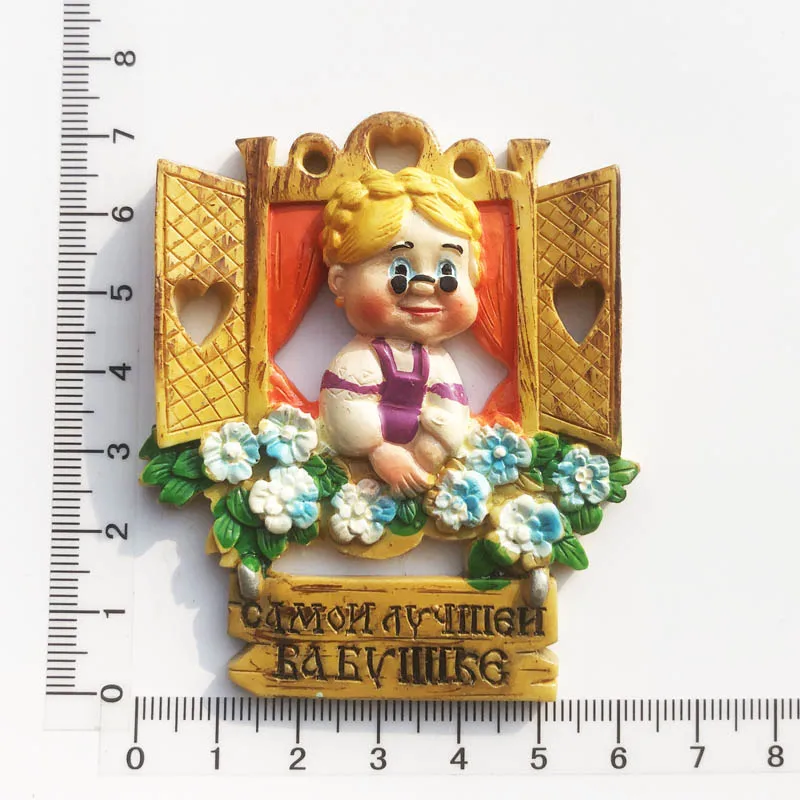 

New Russian Little Girl Fridge Magnet Cultural Landscape Message Stickers Resin Tourism Souvenir Crafts Decoration