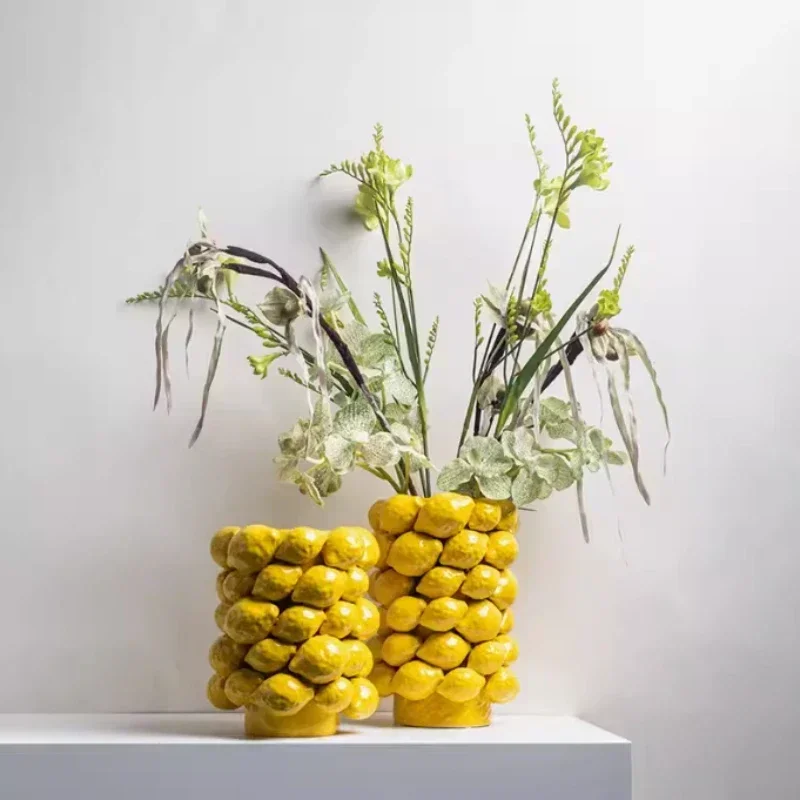 Ceramic Vase,Lemon Tomato Modern Simple Style Indoor Wedding Table Decoration,Creative Home Decorative Flower Arrangement 3