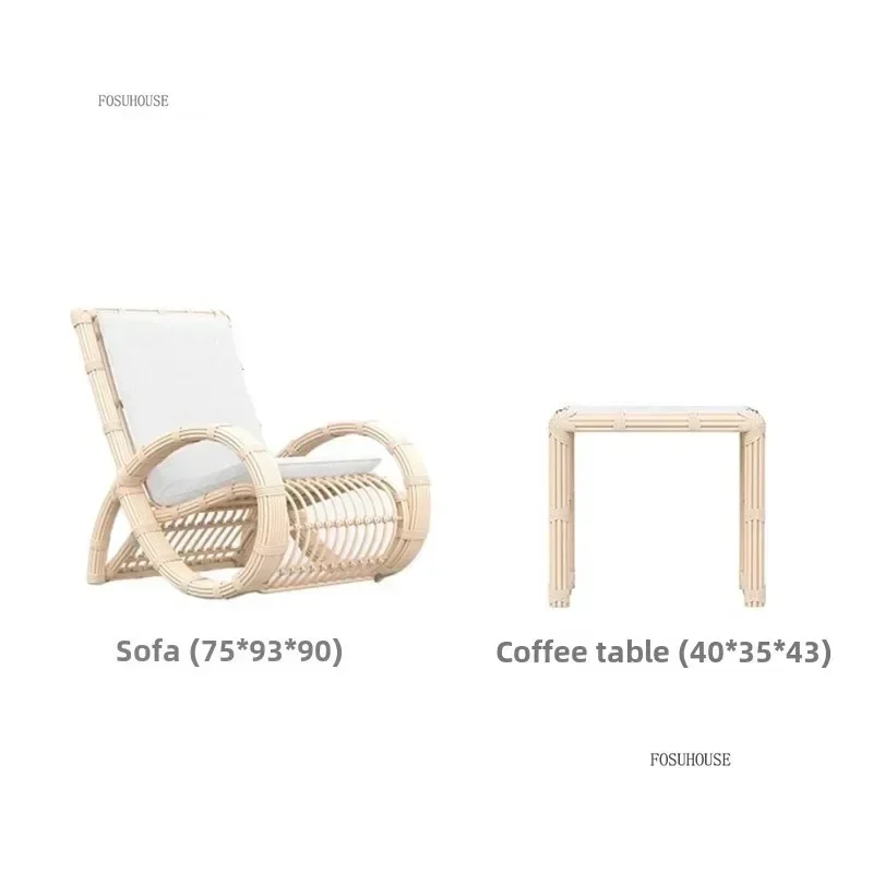 Japanese Rattan Garden Chairs Outdoor Garden Patio Single Chair Light Luxury Armchair Rain And Sun Protection Furniture