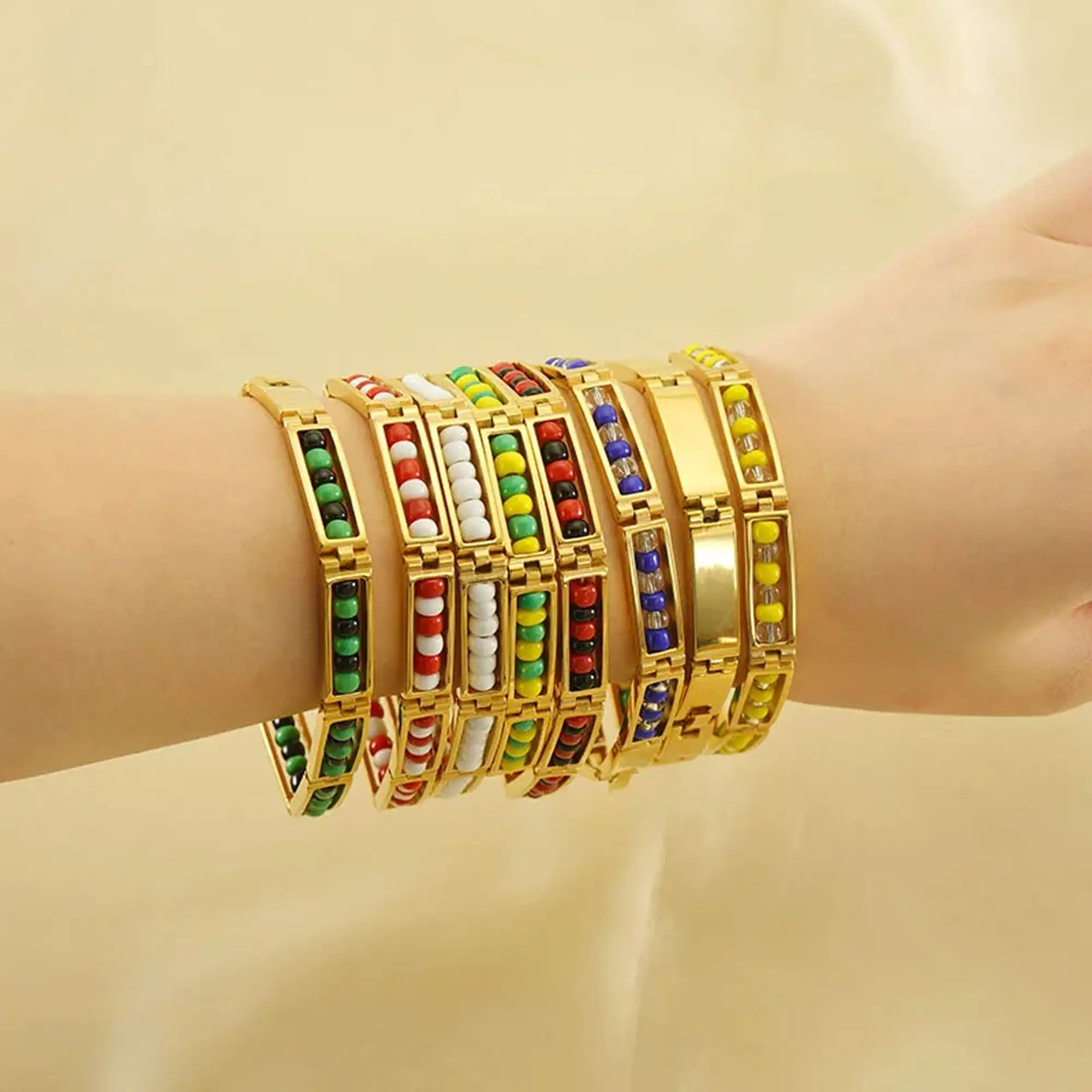 stainless Fashion design, steel unisex, beads, bracelet, mixed multi-color quality niche high mixed jewelry, 2