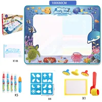 100x80CM Magic Water Drawing Mat Coloring Doodle with Reusable Magic Pens Montessori Painting Board Educational Toys Kids Gifts 2