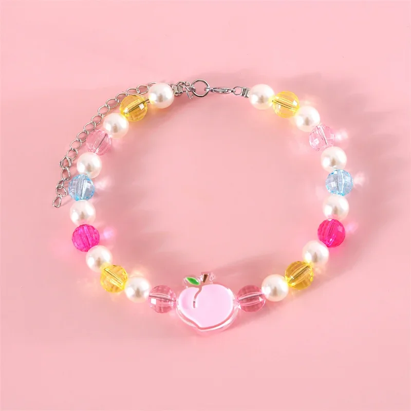 

Adjustable Colorful Beads Pet Necklace Flower Pendant Candy Color Cat Dog Collar Necklace Pet Accessories