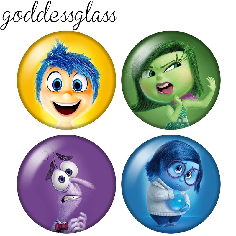 Disney Inside Out Joy Through Anger Fear 12Mm/18Mm/20Mm/25Mm Round Photo Glass Cabochon Flat Back Making Risultati Per Bracciali