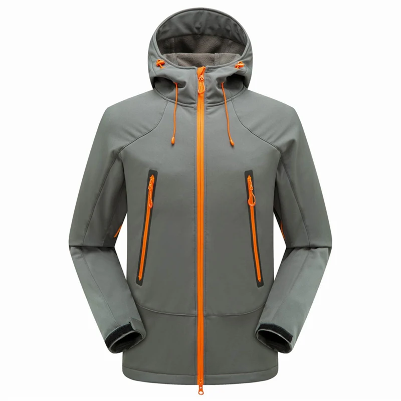 

Men's Outdoor Activity Drawcord Hood Softshell Hiking Jacket Durable Trails Running Climbing Trekking Hooded Jacket