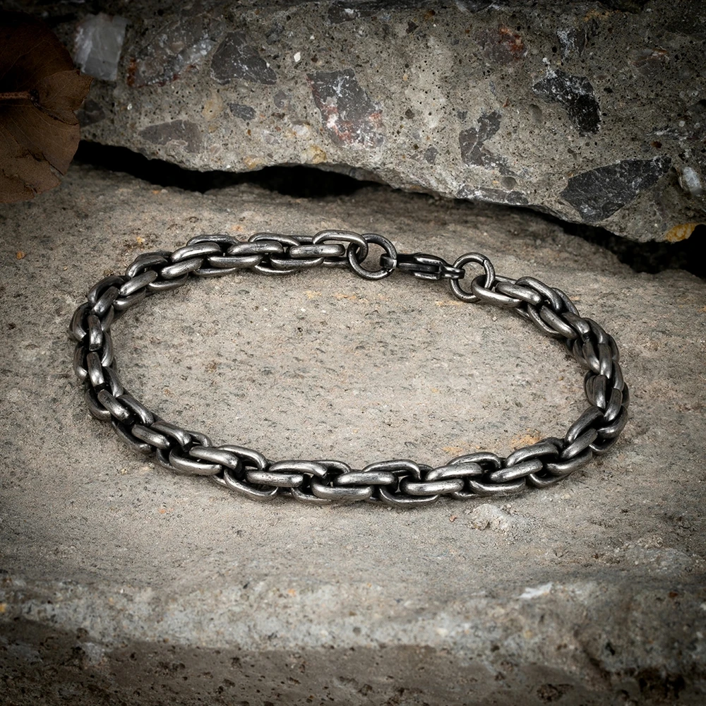 MKENDNPunkRetroOxidizedBlackLinkChainBraceletsForMenMotocycle