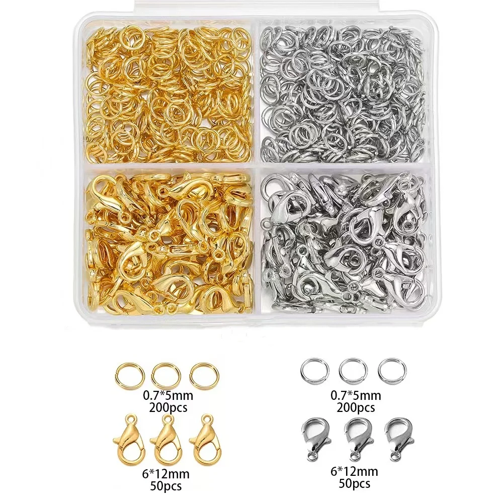 Box Gold Silver Lobster Clasp Open Jump Rings for Jewelry Making Bracelets Necklaces Hooks Chain Closure DIY Accessories