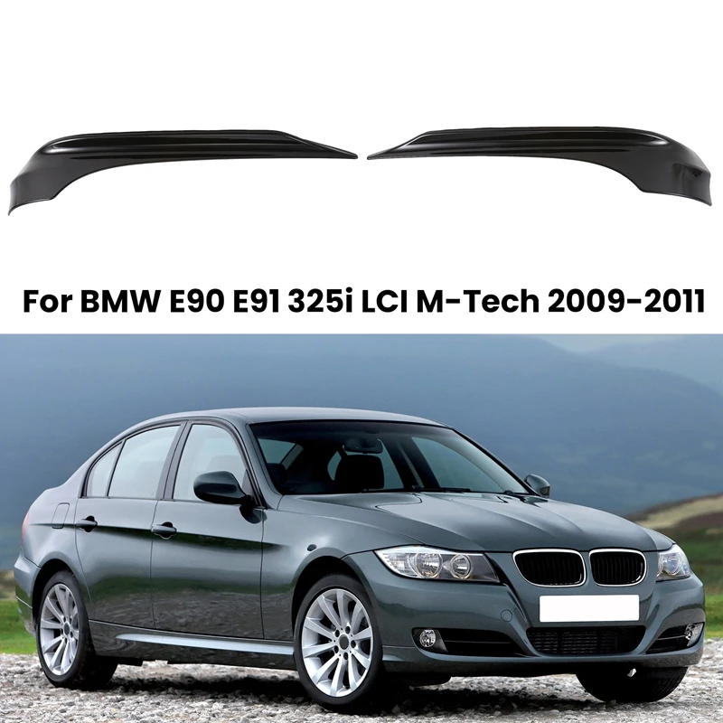 

AU05 -Car Front Bumper Splitter Spoiler Corner Wrap Lower Crash Strip For BMW E90 E91 325I LCI M-Tech 2009-2011 Glossy Black