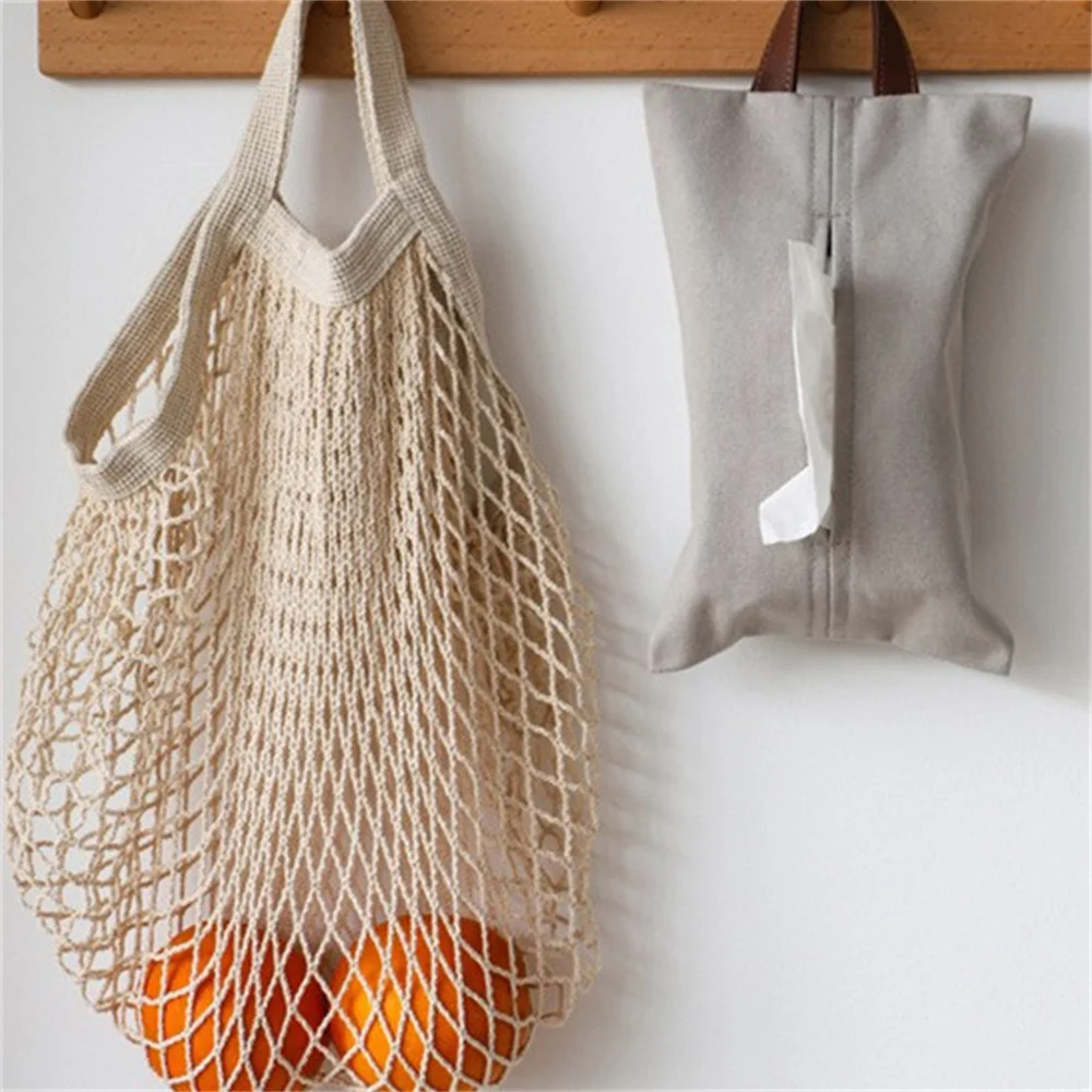 New Japanese Style Jute Tissue Box Hanging Napkin Paper Holder for Living Room Dining Table Car Mounted Tissue Bag Home Decor 4