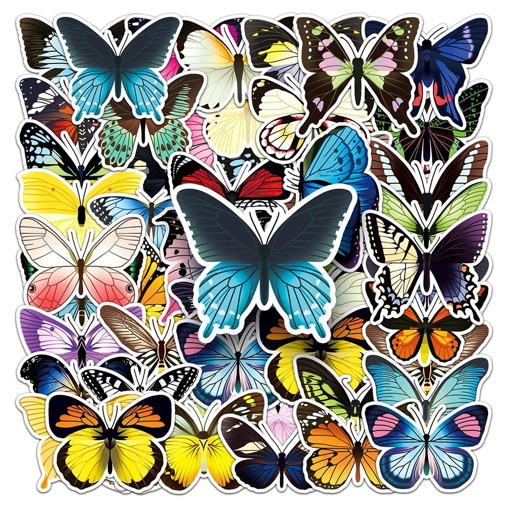 10/30/50/108pcs DIY Butterfly Cartoon Stickers for Window Guitar Motorcycle Suitcase Waterproof Decal Sticker Toys Decoration 10 30 50 108pcs cartoon math sticker aesthetic pvc korean decoration children s stationery scrapbooking school supplies for kids