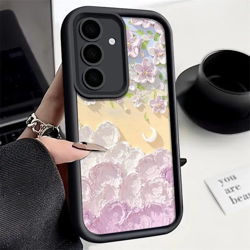 Charming Lotus Flower Oil Painting Silicone Phone Case