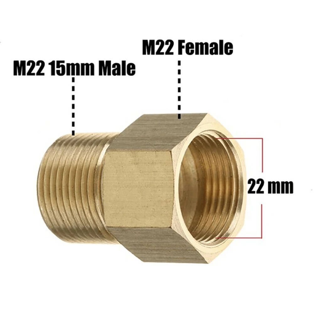 Pressure Washer Adapter Metric Adapter 4500 PSI Accessories Brass M22 14mm Female M22 15mm Male Thread To Durable