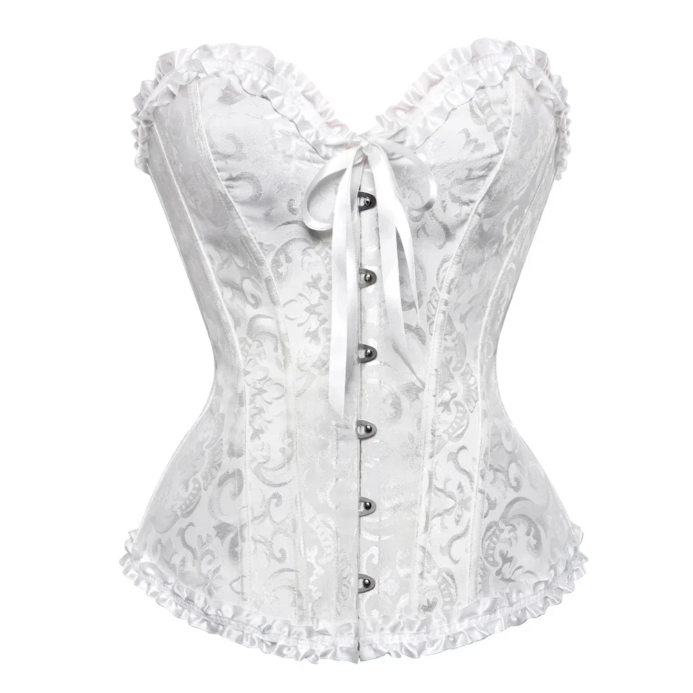 Description Picture 6 of itemSexy Bustiers And Corsets Floral Lace Tops Shapewear For Women Vintage Corset Gothic Overbust Satin Jacquard Corsets