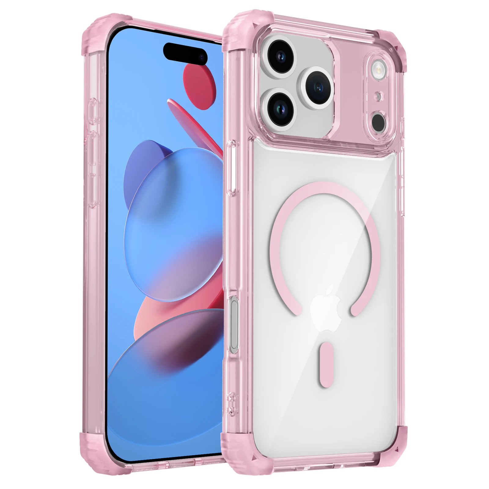Enhanced Armor Shockproof Magnetic Wireless Charging Transparent Case with Magsafe Cover