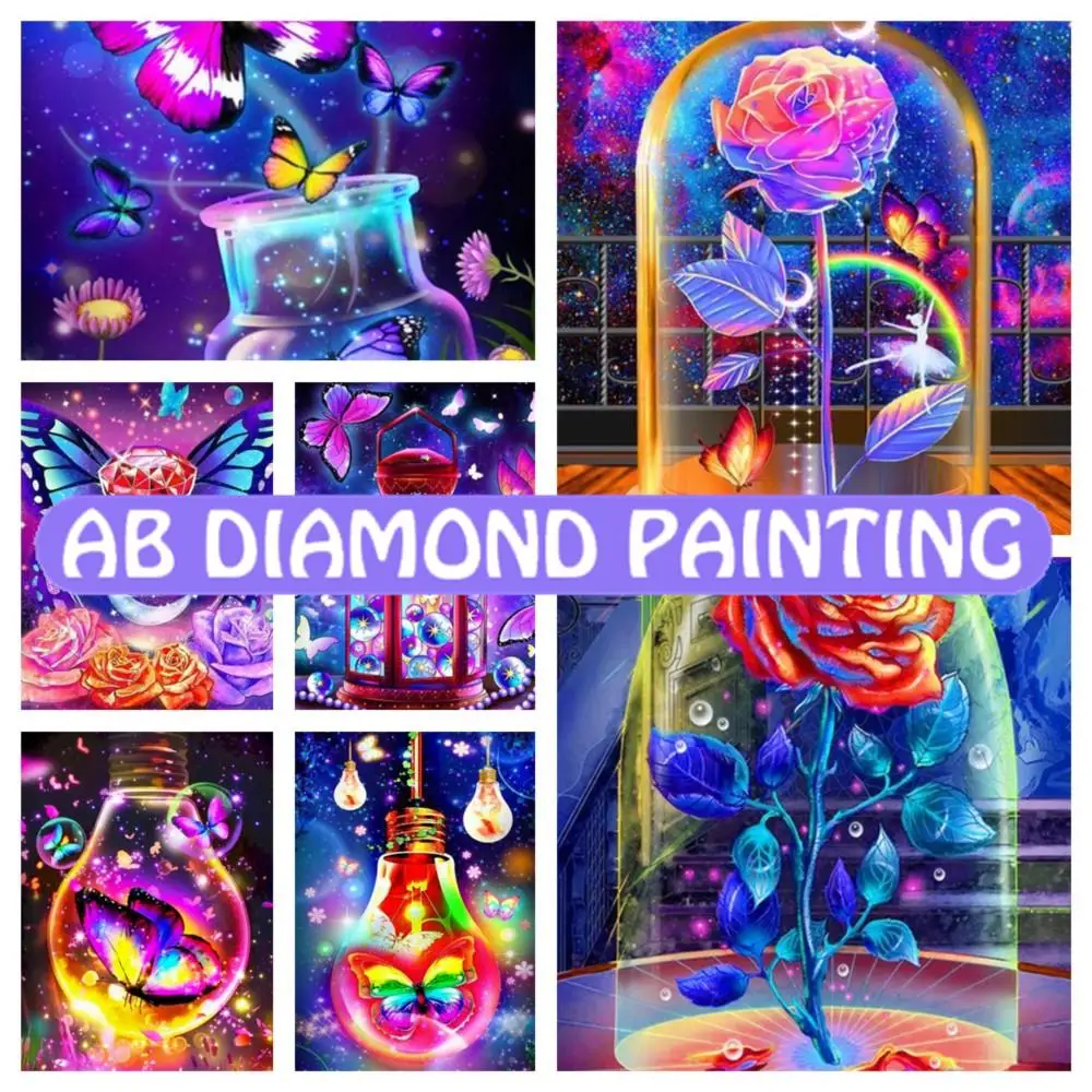 

New 5D DIY Diamond Painting Butterfly Rose Scenery Diamond Embroidery Animal Cross Stitch Bottle Flower Mosaic Art Home