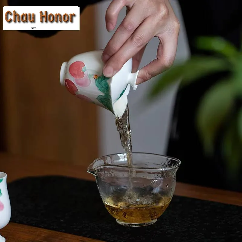 125ml Boutique Hand Painted Strawberry Gaiwan Ancient Tea Tureen Tea Bowl With Lid Kit Tea Making Cover Bowl Teaware Craft Gifts