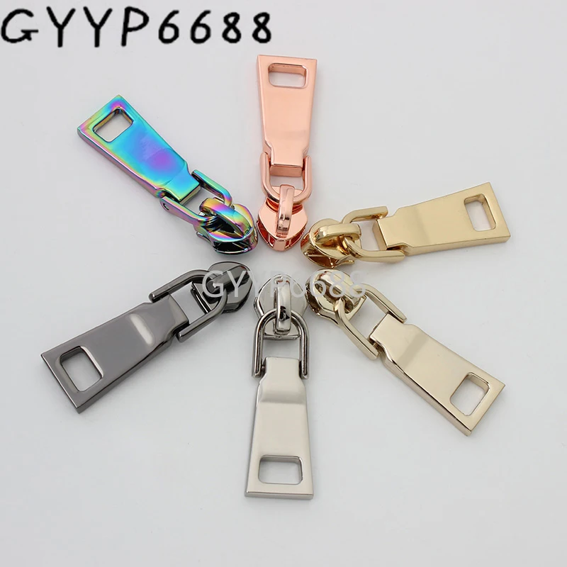 10-30-100pieces 5# nylon teeth zipper slider plating puller for womanbags garments suitcase fabric purse accessories parts 10 100pieces 8 colors 5 nylon coil teeth zipper slider plating puller for bags garments purse diy metal zipper bag accessories