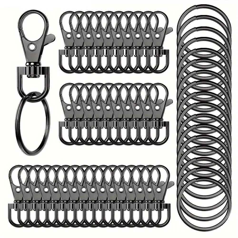 20PCS Keychain Hook 10pcs Key Ring 10pcs Keychain Clip Hook Flat Ring for Lanyard Jewelry Making DIY Crafts