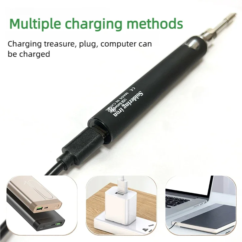 Soldering Iron Cordless Tool Pen Portable USB 5V 8W Electric Powered 3 Tip Kit Rechargeable With Temperature Adjustment