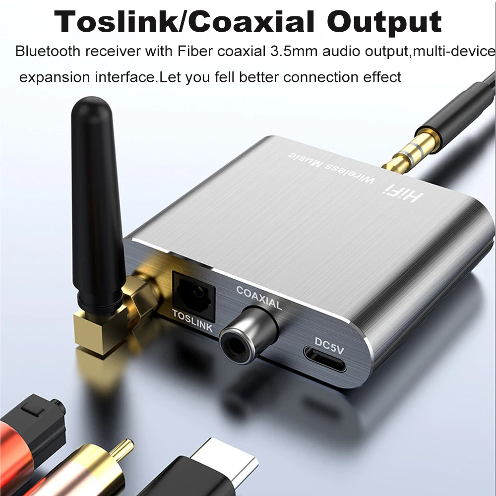 Tebe aptX-HD 블루투스 5.2 음악 수신기 HIFI 무선 오디오 어댑터, 3.5mm Aux Toslink, 동축 출력, 앰프 차량용