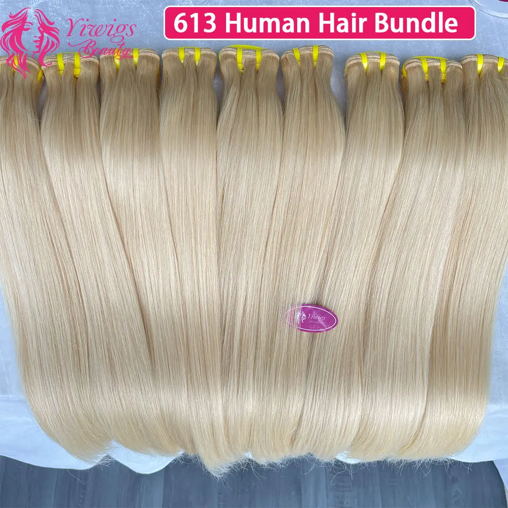 Color 613 Blonde Hair Straight 100% Unprocessed Raw Virgin Human Hair Bundles 10-30Inch Hair Weave Can Be Dye For Women