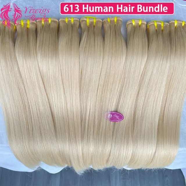 Color 613 Blonde Hair Straight 100% Unprocessed Raw Virgin Human Hair Bundles 10-30Inch Hair Weave Can Be Dye For Women