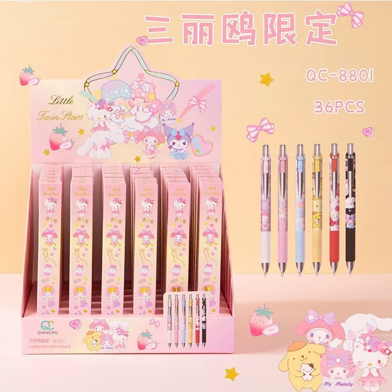 

36pcs/full box Kawaii Sanrio Anime Cartoon series HelloKitty My melody Kuromi Cinnamoroll Blind Box Press Gel Pen Stationery