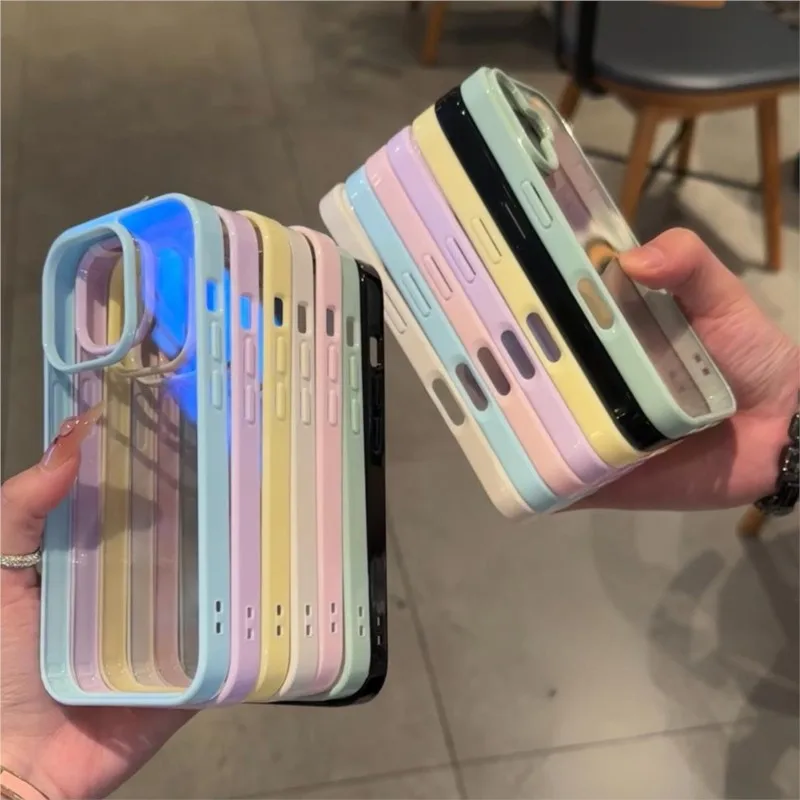 Luxury Clear Candy Color Case For iPhone 16 16E 15 14 Plus 13 12 11 Pro Max Shockproof Bumper Protective Cover Phone Accessories 4