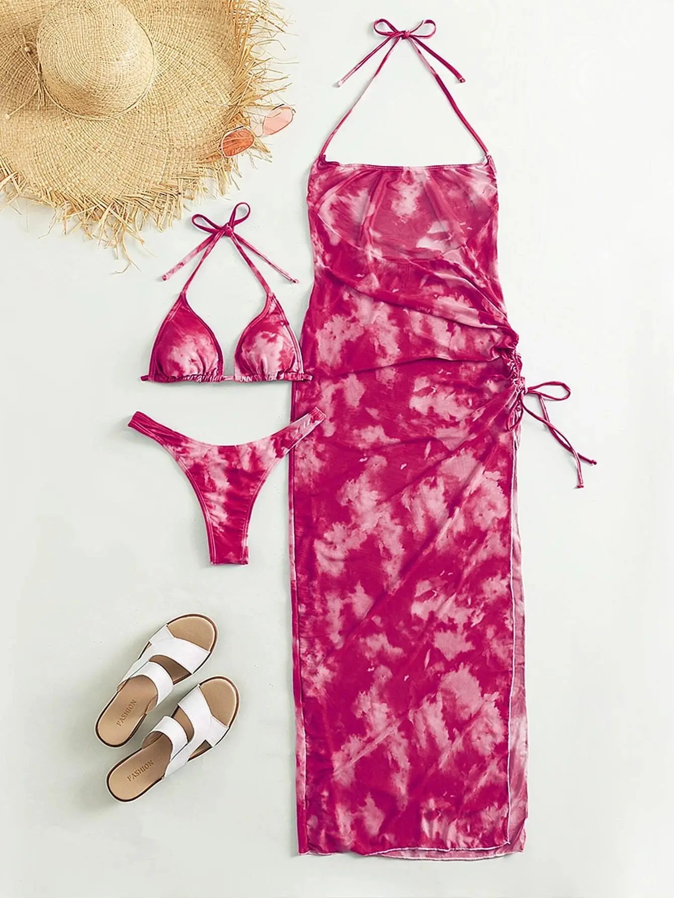 3 Pack Tie Dye Triangle Bikini Set Swimsuit Women Cover Up Swimwear Summer Beach Bathing Suit Bikinis bikini set for beach