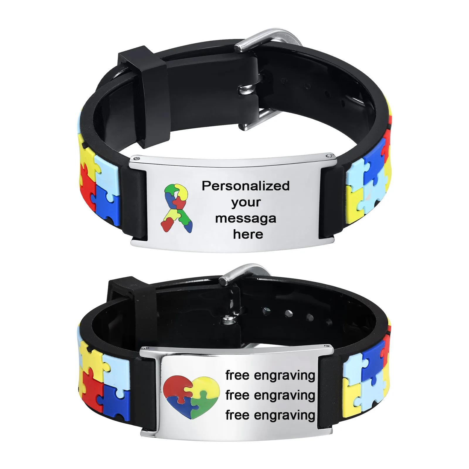 Personalized Autism Medical Alert ID Bracelet, Custom Engraved