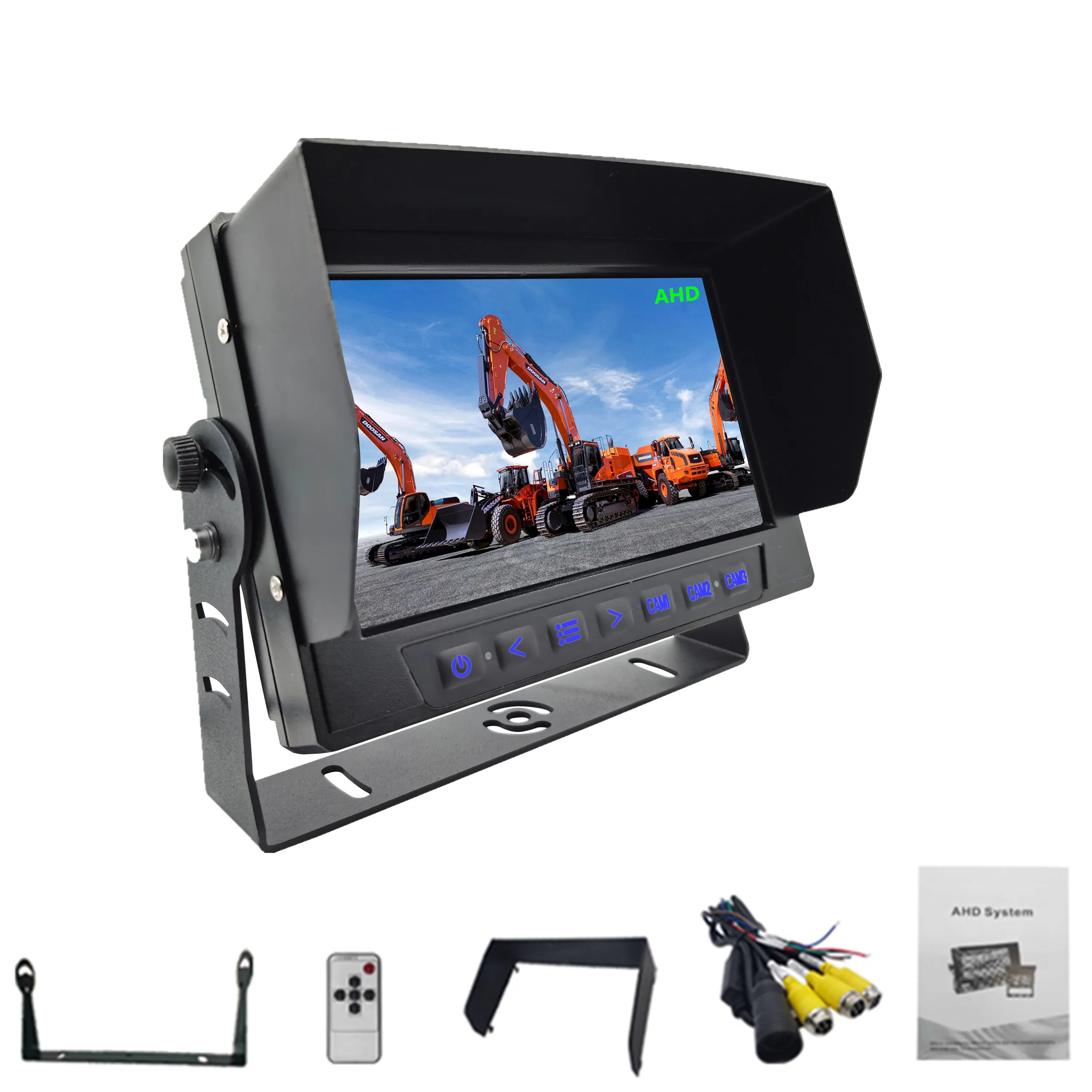7인치 방수 IP69 트럭 수확기 자동차 2개 또는 3개 채널 AHD 스크린 카메라