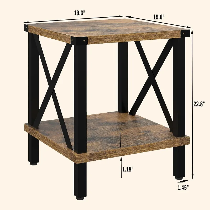 Farmhouse Side Table Industrial Style Sofa Table Coffee Table Metal X Wood Accent End 3