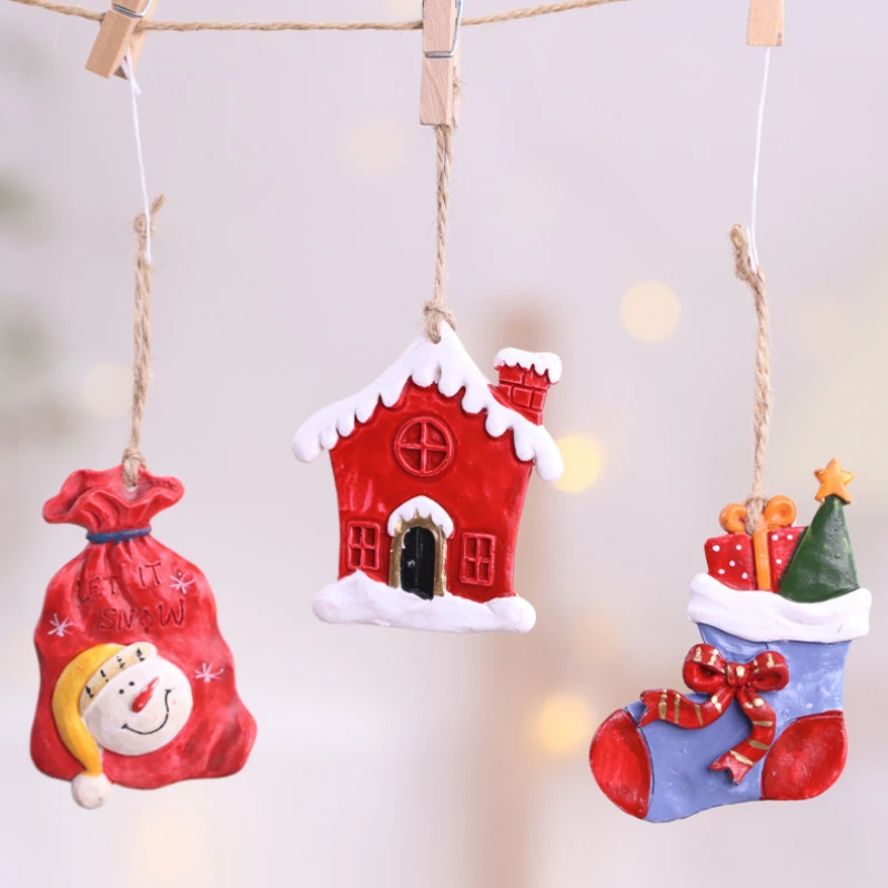 2023 Albero Di Natale Ciondolo Casa In Resina Ciondolo Pupazzo Di Neve Decorazione Albero Di Natale Piccolo Ciondolo Festa Di Capodanno Decorazione De