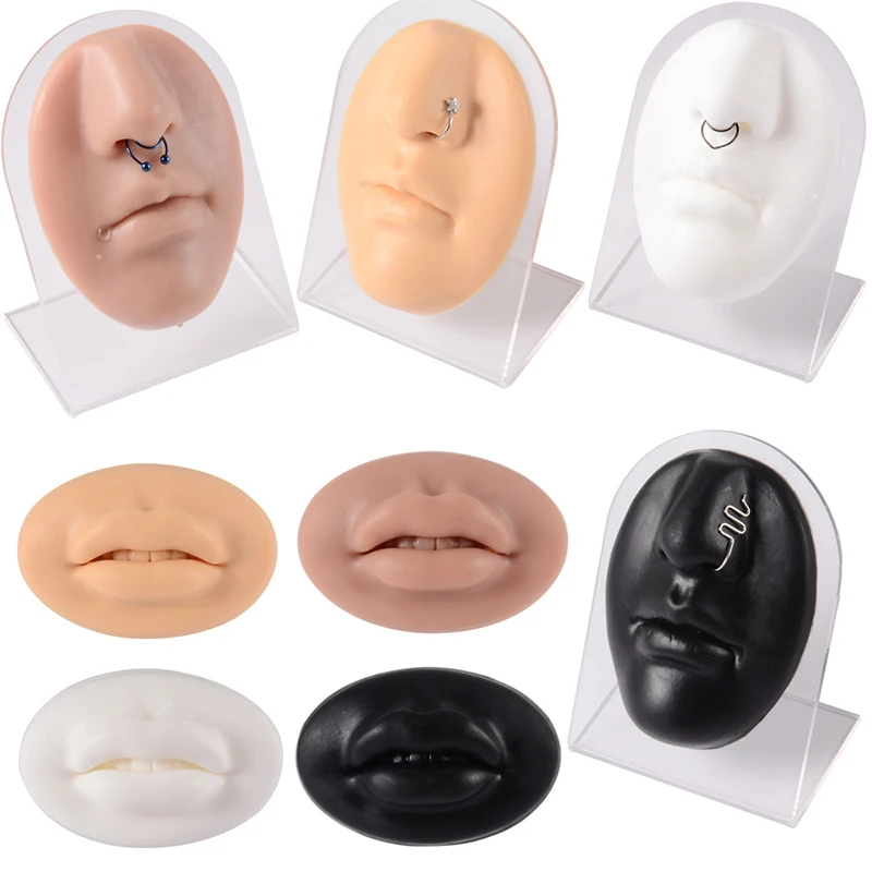 Simulation 1:1 Face Soft Silicone Mouth Model Nose 3D Model Tools Puncture Training Jewelry Display Teaching Tool Accessories